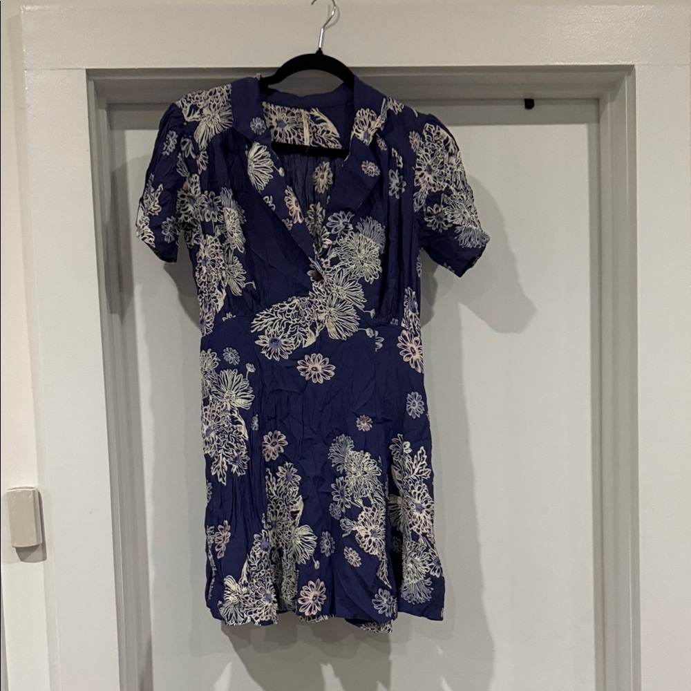 Free People Navy Floral Mini Dress